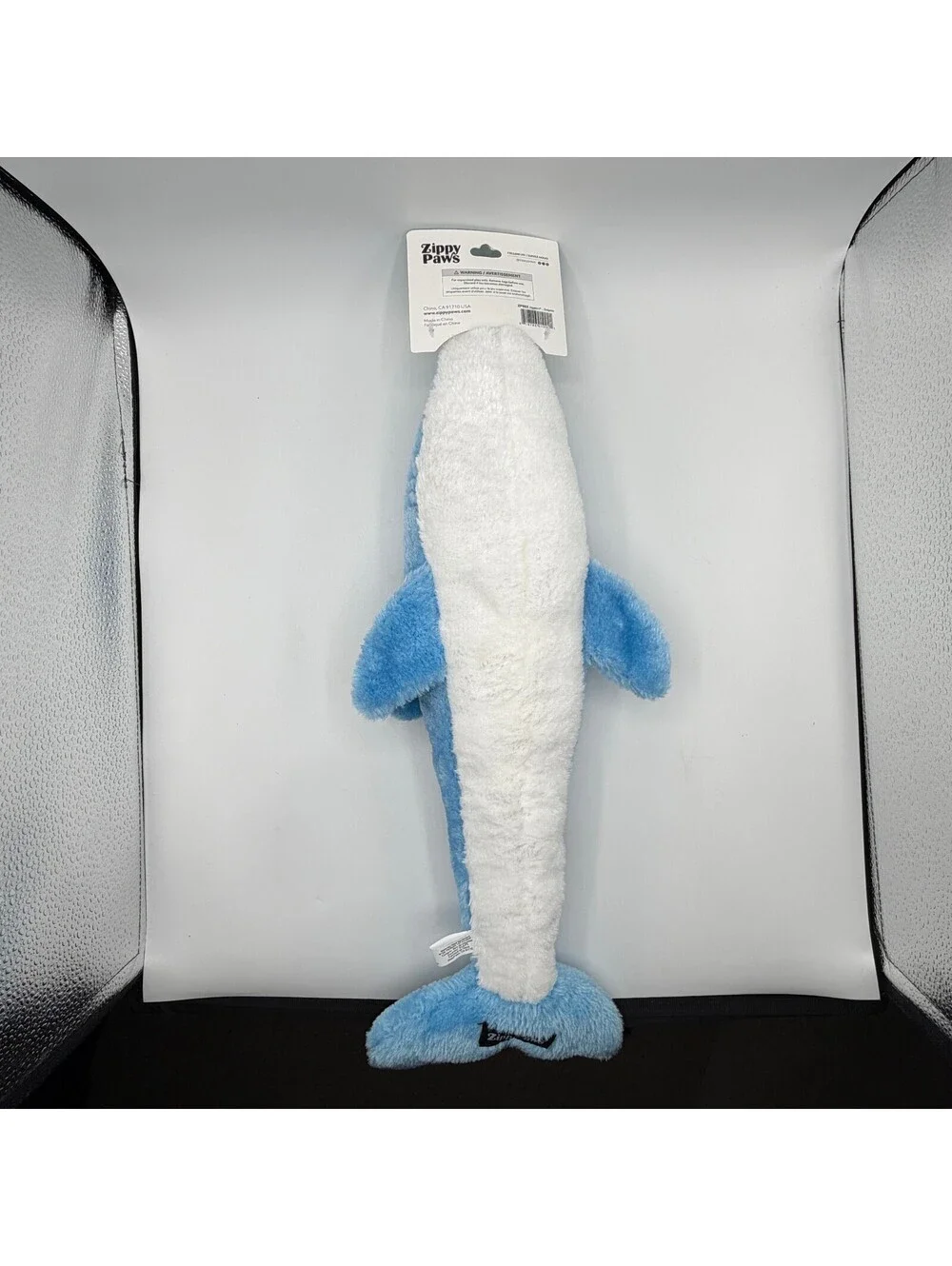 ZippyPaws Jigglerz Dolphin Plush Dog Toy Durable Squeaker No Stuffing Crinkle
